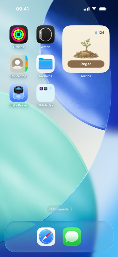 El widget de Terrina en la pantalla de inicio